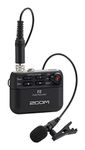 Zoom F2 Lavalier Body-Pack Compact Recorder, 32-Bit Float Recording, No Clipping, Audio for Video, Records to SD, and Battery Powered with Included Lavalier Microphone,Black