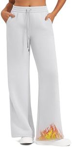 G4Free Wide Leg Pants for Women High Waisted Fleece Lined Pants with Pockets Straight Leg Casual Workout Winter Pants (Light Gray,XXL,33'')