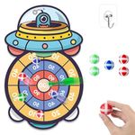 KIDSARTZ -DartBoard with Sticky Balls and Darts (Spaceship shaped Dartboard Set with sticky balls and Velcro Darts)Suitable for kids of all ages. Comes in attractive packets. Best for Birthday Gifts.