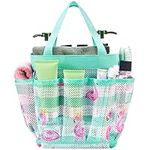 Flamingo Mesh Shower Bag for Dorm Room - 22 x 22 x 25 cm Portable Shower Caddy College Essentials for Women Students Mesh Shower Caddy Basket Large Capacity with 8 Pocket for Gym Bathroom Beach