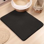 Pet Cat Litter Mat Double-Layer Sand Cat Mats for Cat Litter box Large Size Foldable Non-slip Waterproof Pet Bed Easy Clean Foldable Trapper Mats (Black)