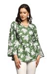 Fashion Dream Micro (Polyester) Printed Tops for Women | Casual Tops for Women | Trendy Tops for Women (FDWTOP00106 GRN M_Green_M)