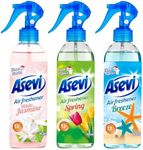 Asevi Air Freshener Spray Bundle for the Home, Room and Fabric Freshener (3 x 400ml) Ocean Breeze, Spring & White Jasmine Scents