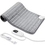 Heating Pad, Electric Heating Pad - Electric Heat Pad with Multiple Temp & Timer Settings, Auto Off. (Silver Gray, 33‘’×17‘’)