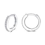 Silver Earrings for Women, S925 Sterling Silver Tiny Hoop Earrings | Small Helix Tragus Cartilage Earrings, Cubic Zirconia Cuff Huggie Hoops Mini Piercing Jewelry for Girls Men Teen (6mm)