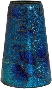 Sunnydaze Glass Gazing Ball Stand for Gazing Globes - Outdoor Mosaic Sphere Holder & Pedestal for Backyard or Patio Decoration - Deep Ocean Swirl