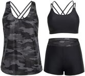 Holipick Camo Plus Size Swimsuits for Women - 3 Piece Tankini Tummy Control Bathing Suits with Boy Shorts Tank Top with Sports Bra 2025 22w