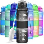 ZORRI Water Bottles, BPA Free Leakproof 32oz 1 litre Water Bottle for Kids|Eco Friendly Tritan Sports Water Bottle for Cycling,Running,Gym,Outdoor|With Fruit Infuser, Bottle Brush|1-Click Flip Top Lid