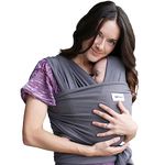 Sleepy Wrap Baby Carrier Newborn to Toddler - Hands-Free Baby Wrap Carrier - Stretchy Baby Wrap - Ergonomic Baby Wraps Carrier - Lightweight Baby Carrier Wrap 7-35 lbs / 3-15 kg (Dark Grey)