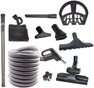 Wessel-Werk Central Vacuum Hose Kit with Floor and Household Attachments for Central Vacuum, Crushproof Hose with On/Off Switch Control and 1.25inch (32mm) Central Vac Accessories (30ft. Hose)