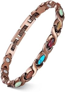 Feraco Pure Copper Bracelets for Women, Ultra Strength Magnetic Bracelet with 3800 Gauss Magnets & Natural Turquoise & Stones, Adjustable, Jewelry Gift (Infinite)