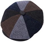 ZRWASKA® Mens Peaky Blinders Cap 8 Panel Wool Flat Caps for Men UK – Gatsby Tweed Newsboy Cap for Men Style 1920s Baker Boy Hat Flat Cap Women Plain Multicolor Herringbone, Size Large