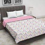 Trance Home Linen Pure Cotton Reversible Dohar Toddler Size | Cotton AC Quilt for Babies | Infants - New Born blanket | Soft Light-Weight Bed Blanket 0-4 Years kids (140cm x 100cm, Summer Dreams Pink)