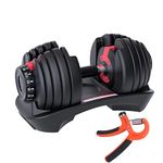 HAKENO 15 in 1 Adjustable Dumbbell 52.5lb with Fast Automatic Adjustable and Weight Plate for Body Workout Home Gym 52.5LB/25KG