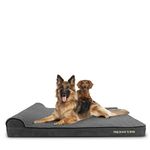 The Dog’s Bed Orthopaedic Headrest Dog Bed XXL Grey Plush 137x91x10cm, Waterproof Memory Foam Dog Bed