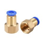 sourcing map Push to Connect Tube Fitting Adapter 6mm Tube OD x PT1/4 Female Straight Pneumatic Connecter Connect Pipe Fitting 2pcs