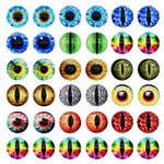 GraceAngie 50pcs 6mm Flat Round Glass Evil Eye Dome Cabochon Assorted Colors Dragon Eye Owl Cat Eyes for DIY Pendant Settings and Doll Eyes Making