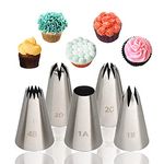 Piping Nozzle Tip, Cake Decorating Tools, 5 PCS 304 Stainless Steel Icing Piping Nozzle Tips Set for Cupcakes and Baking DIY Large Icing Piping Nozzles