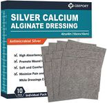 Ceeport Ag Silver Calcium Alginate Wound Dressing Pads, 4''x4'' Patches, 10 Individual Pack, Soft Silver Dressings for Wound Care, Gentle Highly Absorbent Dressing, Non Stick Gauze Pads for Wounds