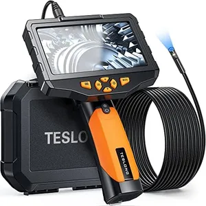 Teslong Inspection Camera, Dual Lens Borescope Camera with Light, NTS300 5" IPS Industrial Endoscope, 1080P Waterproof Flexible Mechanic Fiber Optic Snake Scope Cam for Wall Automotive Engine (16.5FT)