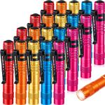 20 Pcs Mini Pen Light Flashlights, Pocket Flashlights Pen for Nurses with Clip Small LED Handheld Slim Torches for Outdoor Without AAA Battery (Red, Rose Pink, Yellow, Blue, Orange,3.54 Inch)