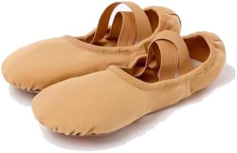 MSMAX Dance Flats Performa Stretch Tan Ballet Slipper for Girls 3 M US Little Kid
