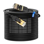 Cat8 Ethernet Cable 50M, High-Speed 40Gbps 2000MHz Network Cable Braided Gigabit Gold Plated RJ45 Connector, Outdoor&Indoor Internet for Xbox PS4/5 Modem Router PC