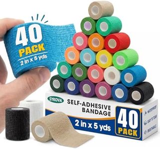 SYKOVA 40 Pack Multicolor Self Adhesive Bandage Wrap, 2 Inch Compression Cohesive Bandage Wrap for Wrist Ankle and Knee Support, Elastic Self-Adherent Tape for Stretch Athletic and First Aid Supplies