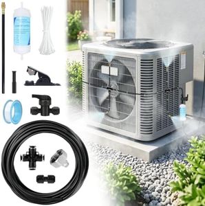 Lettry Air Conditioner Evaporative Cooling Kit, AC Condenser Misting System with Water Filter and Pipe Cutter, Cooling System for Residential Sun-Exposed Condensers & High-Temperature Climate Homes