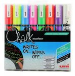 uni-ball PWE-5M Liquid Chalk Pens. Multi-Purpose Wipeable Coloured Markers for Blackboards, Chalkboards, Whiteboards, Glass, Mirrors, Plastic, Windows, Metal. Safe for Kids. Bullet Tip. 8 Pack