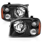 APSVE 2PCS Black Headlight Headlights Compatible with 2001 2002 2003 2004 Nissan Frontier (Base XE) Headlight+Corner Parking Turn Signal Marker Light