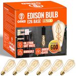 OMED Edison Bulbs Led Lights 60W Equivalent, 6Watt Dimmable Warm White 2700K Amber Glass, Vintage Light Bulb with E26 Base, ST64 Antique LED Filament Bulbs, 600LM, UL Listed, 6 Pack Teardrop Top Lamp