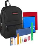 Trail maker Pre-Filled 17" Backpack & School Supply Kit - 20 Piece Back to School Supplies with Backpack (Black Pack)