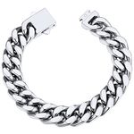 Men's Stainless Steel Bracelets Thick Cuban Bracelet Silver Chain Bracelet Chunky Link Bracelets for Women Stainless Steel Bracelets for Men