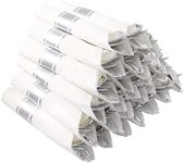 I00000 30 Pack Pre Rolled Napkins with Silver Plastic Cutlery Set, Premium Disposable Silverware, Includes: 30 Forks, 30 Knives, 30 Spoons, 30 Napkins