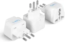 Ceptics Italy Power Adapter, Type L plug adapter, Universal Travel Adapter Chile, Italy travel adapter plug perfect for Rome, Lybia, Tunisia, Uruguay, GP-12A - White (3 Pack)