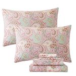 FADFAY 4 Piece Pink Paisley Bed Sheet Set Luxury Bedding Sets Designer Bedding Collections 800 Thread Count 100% Egyptian Cotton Deep Pocket-Twin XL Size