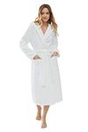 Amorbella Bathrobe for Women with Hood Heavy Dressing Gown Warm Robes(White pattern, L)