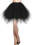 DRESSTELLS Black Tutu Skirt for Women Women's Tutus for Women Tulle Skirt for Women Ballet Bubble Skirt 50's Tulle Party Vintage Petticoat Black S