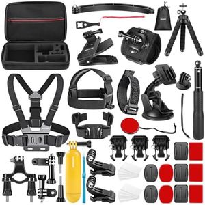 NEEWER 50 in 1 Action Camera Accessory Kit Compatible with GoPro Hero 12 11 10 9 8 7 6 5 4 GoPro Max GoPro Fusion Insta360 DJI Osmo Action Action 2 AKASO, and more