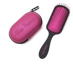 Alan Truman Knot No More Detangling & Hair Care Brush - Pink Hot Glare | Detangling Hair Brush With Flexible Long Life Bristles | Super Soft Bristles | Care Case That Protects The Bristles While Storage