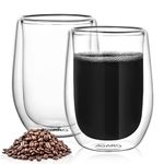 AGARO Elite Double Wall Glass 300ml, Pack of 2 | Premium Borosilicate, Heat Resistant, Microwave & Dishwasher Safe, Ideal for Coffee, Tea, Latte & Cold Beverages