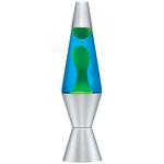 Lava The Original 14.5-Inch Silver Base Lamp with Yellow Wax in Blue Liquid