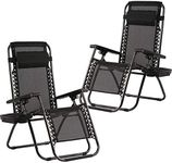 FDW Zero Gravity Chairs Set of 2 with Pillow and Cup Holder Patio Outdoor Adjustable Dining Reclining Folding Chairs for Deck Patio Beach Yard