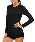 MAGCOMSEN Running Shirts Women Summer UV Shirts for Women Long Sleeve Shirts for Women Hiking Shirts for Women UV Protection Shirts for Women Black