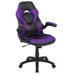 Flash Furniture X10 Gaming Chair Racing Office Ergonomic Computer PC Adjustable Swivel Chair with Flip-up Arms, Purple/Black LeatherSoft, 26.25" D x 24.75" W x 46.25" - 42.25" H