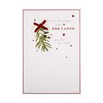 Hallmark Christmas Card, One I Love Christmas Card, With Red Foil Details, Red Hearts, Red