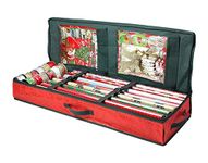 EPISENT Christmas Wrapping Paper Storage Bag - Gift Wrap Organizer Bags - Durable Cloth Gift Wrap Storage Container - with Inner Clear Pocket for Gift Wrap Organizer - Red, 82 x 34 x 13cm