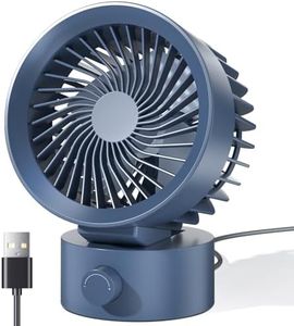 KinYiLO USB Desk Fan Small Quiet, Stepless Speed Flexible Adjust Mini Fans for Home Office Dorm Desktop, Portable Travel Fan Personal Cooling, Plug In USB Powered, Blue