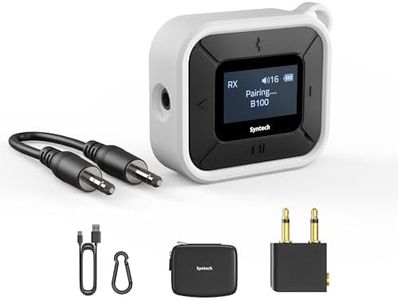 Syntech Aereo Bluetooth Trasmettitore Ricevitore con Extra Dual 3.5mm AUX Adattatore, LED Display A Bassa Latenza Dual Link Bluetooth 5.3 Auricolare Adattatore per Auto AirPods Cuffie senza Fili